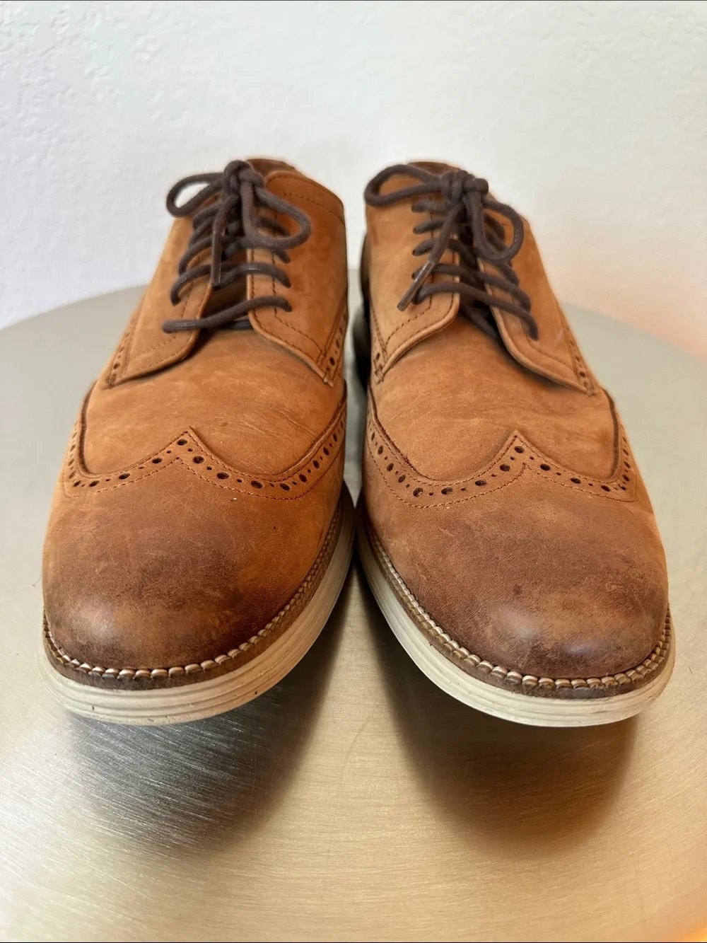 Cole Haan Brown Suede Wingtip Derby Shoes - Original Ground